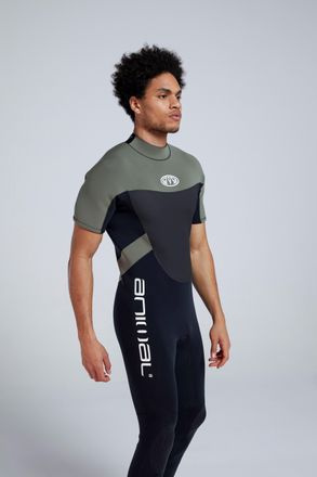 Mountain Warehouse Logan Mens Full Wetsuit with Grippy Knee Pads Comfortable Swimwear Black - Size X-Small