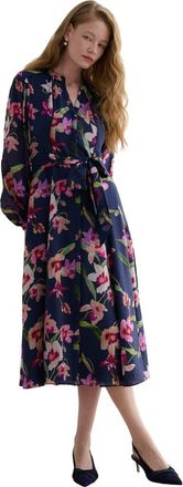 Hobbs London Pippa Floral Midi Dress in Midnight Multi at Nordstrom, Size 14