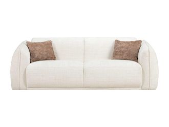 VENTE-UNIQUE.COM Sof&aacute; fijo poli&eacute;ster 2 plazas beige 205x90cm