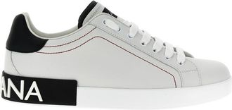 Dolce & Gabbana BlackWhite Lace Up Logo Sneakers