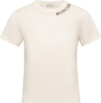 Moncler Moncler Sketch Logo Cotton T-shirt, Women, White, Size: Xl