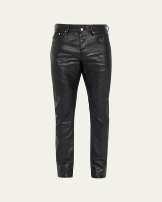 Purple Mens Patent Film Coated Skinny Jeans
