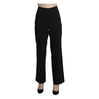 Bencivenga Bencivenga, Broeken, Dames, Zwart, L, Katoen, Elegant High Waist Black Pants