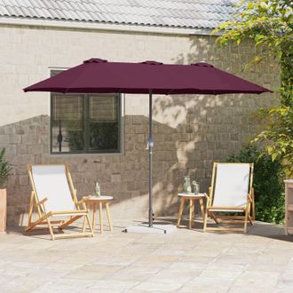 Berkfield Home Garden Parasol Folding Bordeaux red 380 x 196 x 235 cm