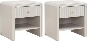 Vente-Unique Conjunto de 2 mesitas de noche con 1 caj&oacute;n y 1 hueco - MDF - Beige y dorado - MIRENALO