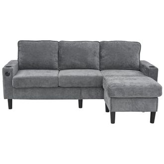 Urban Meuble Sof&aacute; modular de 4 plazas, gris antracita, chaise longue