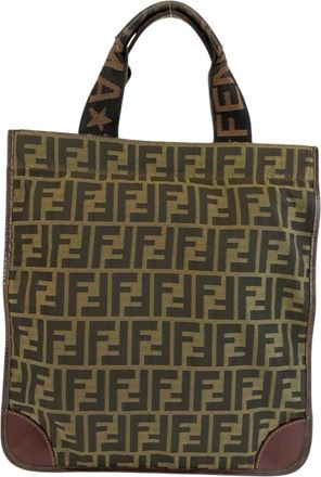 Fendi Brown Canvas Leather Handbag Tote Bag (Pre-Owned)