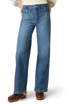 Paige Anessa Button Pocket High Waist Wide Leg Jeans in Written at Nordstrom, Size 23