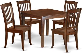 East West Furniture Dining Room Set Mahogany, OXDA5-MAH-W