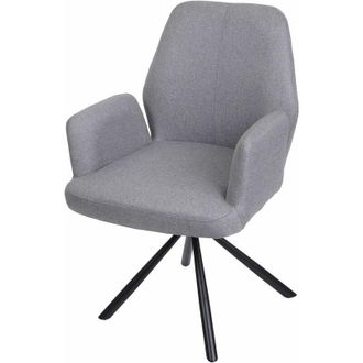 Hhg Nunca Usado] Silla De Comedor Hhg 938, Silla De Cocina Sill&oacute;n Silla, Giratoria Auto Posici&oacute;n Tela/textil Acero, Gris Claro