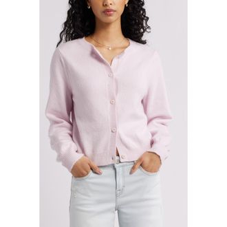 BP. Crewneck Cotton Blend Cardigan in Pink Soda at Nordstrom, Size Xx-Small