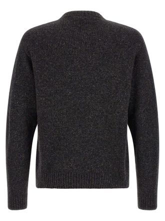Moschino Logo-Embroidered Boucl&eacute; Knit Sweater - Gray