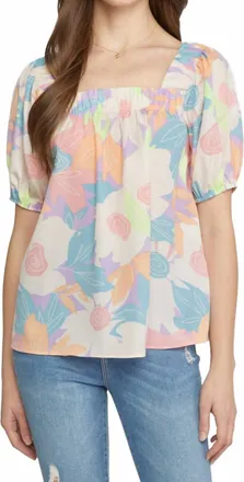 Entro Floral Square Neck Blouse In Multi