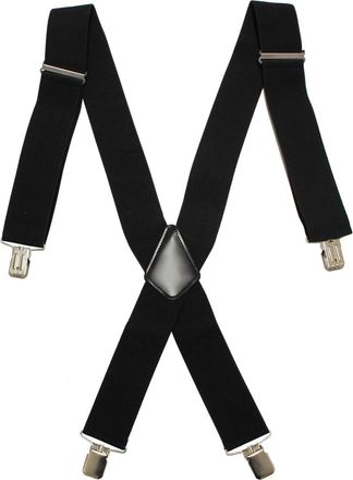 Generic Heavy Duty Suspenders Motorcycle Rider Braces For Men Elasticated Motorbike Trouser Braces (Black)