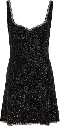 Alice & Olivia Eve Embellished Stretch-mesh Mini Dress - Black - 12 (UK16 / XL)