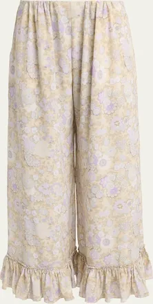 Chlo&eacute; Painted Flowers Silk Trousers