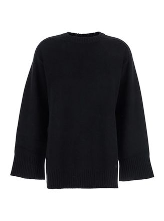 Loulou Studio Black Crew Neck Sweater With Knitted Design In Wool Woman
