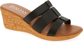 Italian Shoemakers Yuna Wedge Sandal in Black at Nordstrom Rack, Size 11