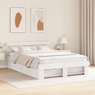 Berkfield Home with Drawer with Headboard with Storage White 150 x 200 cm Solid pine wood