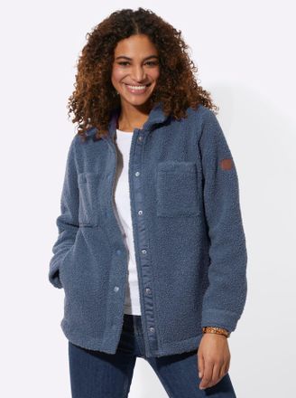Casual Looks Langjacke CASUAL LOOKS, Damen, Gr. 36, blau (rauchblau), 100% Polyester, unifarben, Jacken Langjacke