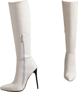 Generic Womens Knee High Heeled Boots Long Shaft Side Zipper Pu Leather Winter Party Boot