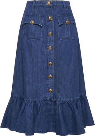 Valentino Dames, Rokken, Blauw, Maat: XS Katoen