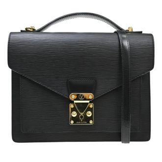 Louis Vuitton Monceau Handbag Epi Leather Black Leather Handbag (Pre-Owned)