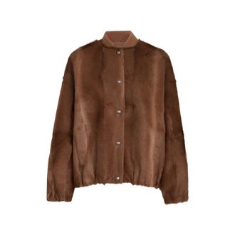 Brunello Cucinelli Cashmere Shearling Bomber Jacket With Monili