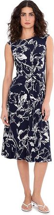 Lauren Ralph Lauren Floral Twist-Front Jersey Dress Womens Dress Navy/White : 12, Elastane/Polyester