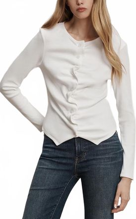 Veronica Beard Jasminah Button-Front Top In White