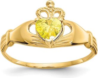 Diamond2Deal 14k Yellow Gold Cubic Zirconia Claddagh Heart Ring