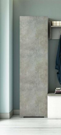 Dmora Armario Multiusos Ddarbo, Mueble Lineal Con 1 Puerta Y 7 Baldas, Columna De Entrada O Ba&ntilde;o, Zapatero Moderno, 100% Made In Italy, 50x30h182 Cm, Cement