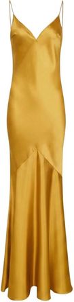 Elisabetta Franchi Red Carpet Satijnen Jurk - Dames - Avondkleed - Geel - XS - Satijn - Kleedjes