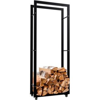 Clp Legna da ardere Keri con rotelle nero 25x60x150 cm
