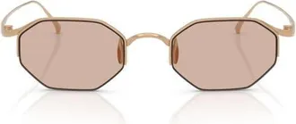 A|X Armani Exchange 49mm Rectangular Sunglasses in Matte Gold /Light Brown at Nordstrom