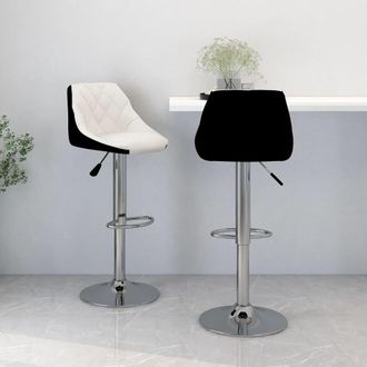 vidaXL Vidaxl - Taburetes De Cocina 2 Unidades Cuero Sint&eacute;tico Blanco Y Negro