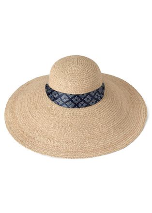 Mulberry Scarf-detail Raffia sun hat - Natural - XS/S