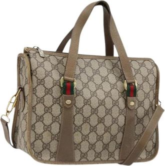 Gucci Pre-owned Vintage GG Canvas Tote - Dames - Vintage Handtas - Beige - ONE Size - Leer - Vintage