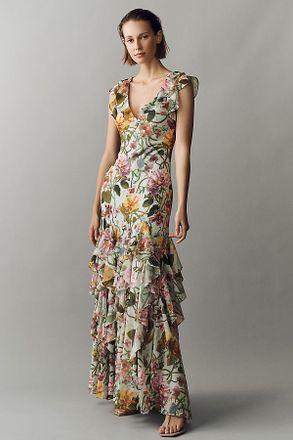 BHLDN Charlotte Chiffon Ruffle Maxi Dress