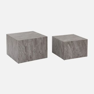 Sweeek Sweeek - Mesa De Centro Cuadrada Con Efecto M&aacute;rmol, Set De 2, Paros, Gris, 58x58x40 Cm