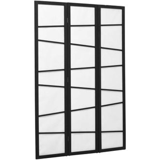 HOMCOM Paravento Pieghevole in Legno da 3 pannelli 120x170cm, Nero e Bianco - Homcom