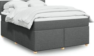 vidaXL Cama Box Spring Con Colch&oacute;n Tela Gris Oscuro 160x200 Cm Vidaxl