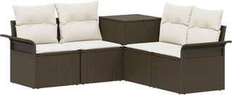 vidaXL Juego De Sof&aacute; 5 Uds. Marr&oacute;n Y Crema Blanca Vidaxl