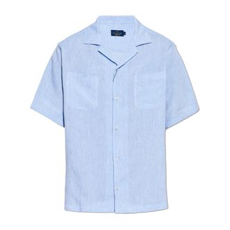 Paul & Shark Paul & Shark, Short Sleeve Shirts, male, Blue, Size: 2XL Short-sleeved Linen Shirt