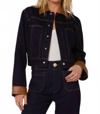 Velvet Heart Delphia Cropped Denim Jacket In Pacific Indigo