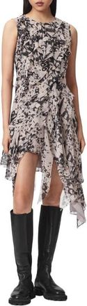 AllSaints Angie Asymmetric Ruffle Dress in Wing Chalk White at Nordstrom, Size 10