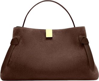 Yuzefi Gyoza Suede Chocolade Tas - Dames - Handtassen - Bruin - ONE Size - Tassen