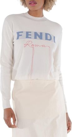 Fendi Logo-Print Cashmere Sweater, Brand Size 46 (US Size 10)