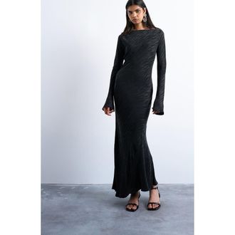 Topshop Zebra Stripe Long Sleeve Maxi Dress in Black at Nordstrom Rack, Size 12 Us (Fits Like 14)