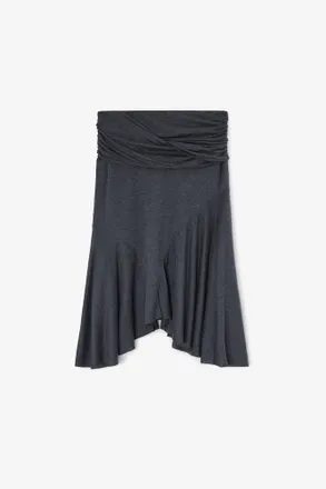 Ganni Mixed Long Skirt in Grey Jersey - Size 10/12 Modal